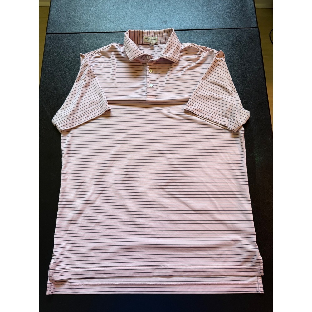 Peter Millar Summer Comfort Mens Pink Striped Performance Polo MF19EK09S Size M